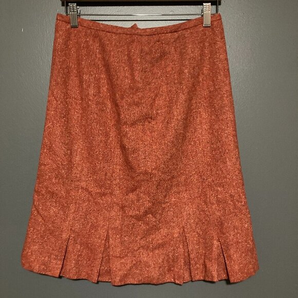 Talbots Womens Size 8 Red Wool Blend Tweed Style Pencil Classic Work Flare - Picture 1 of 4